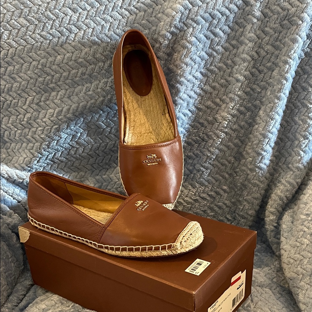 Coach Tan Leather Espadrilles